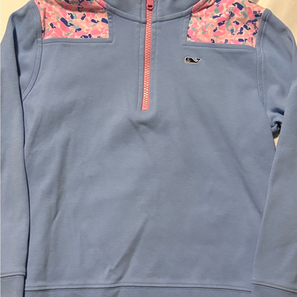Vineyard Vines Blue and Pink Half-Zip Pullover